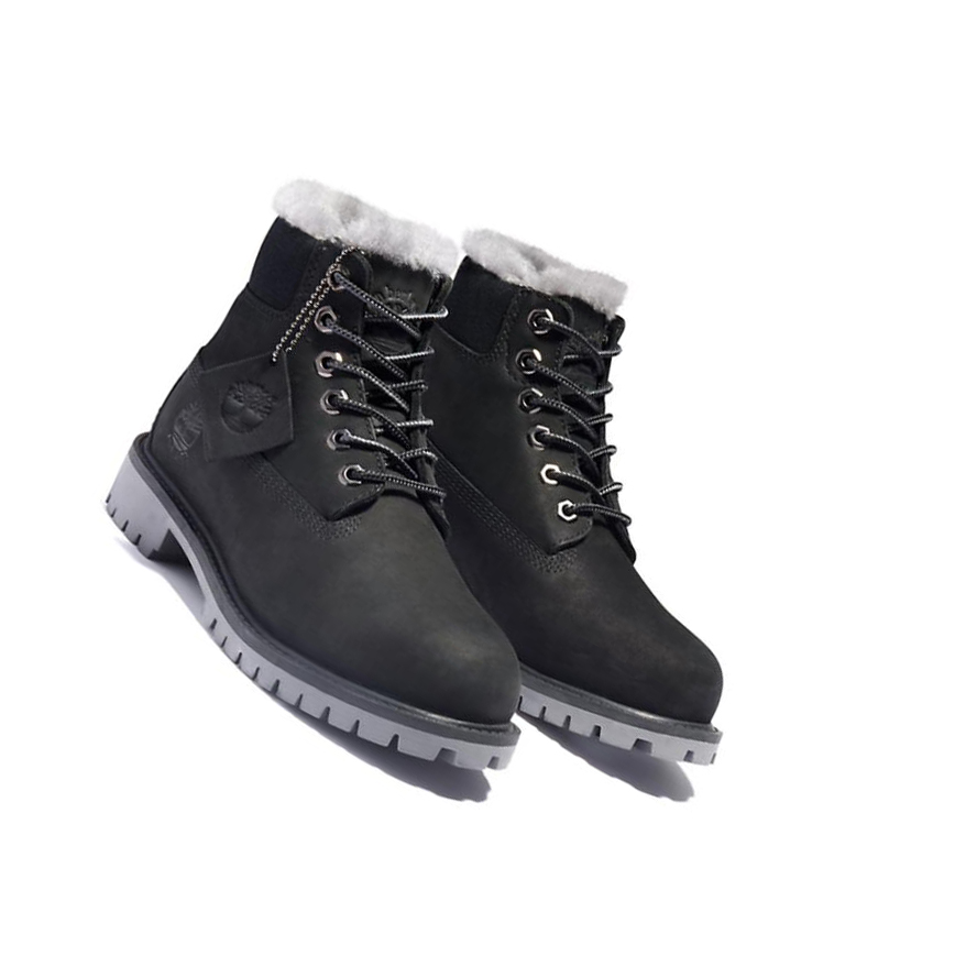 Original 6-inch Boots Timberland Premium Invierno Niños Negras | ES-TJEDA43