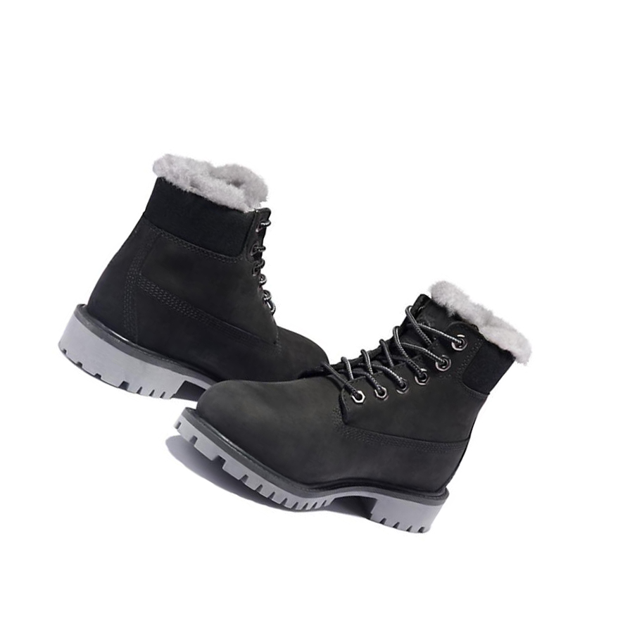 Original 6-inch Boots Timberland Premium Invierno Niños Negras | ES-TJEDA43