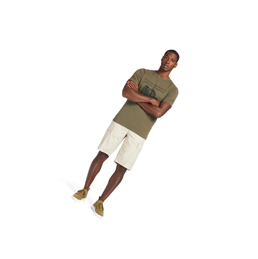 Pantalones Timberland Poplin Cargo Shorts Hombre Beige | ES-OFMUS17