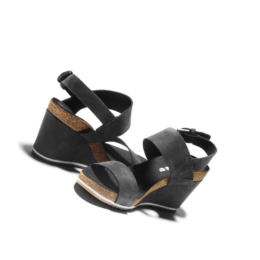 Sandalias Timberland Capri Sunset Wedge Mujer Negras | ES-TQUIO29