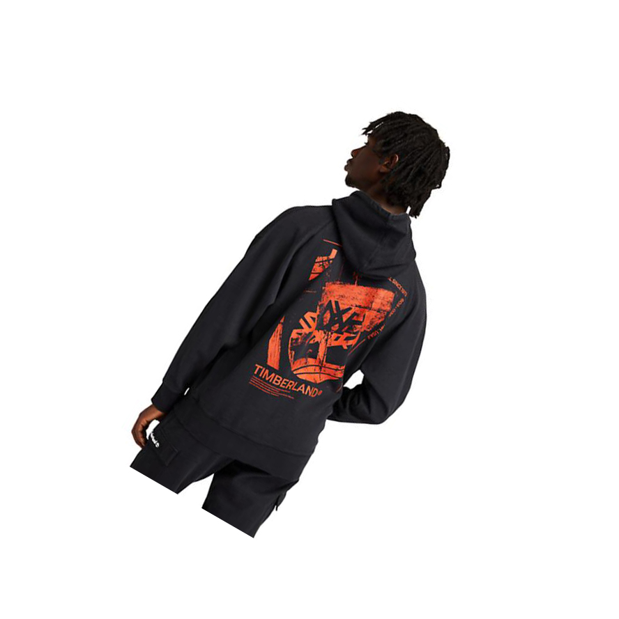 Sudadera Con Capucha Timberland Garment-Dyed Logo Hombre Negras | ES-HUDEB38