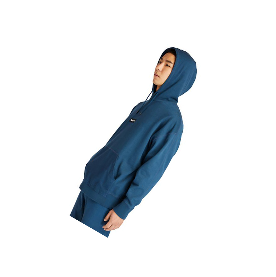 Sudadera Con Capucha Timberland Garment-Dyed Logo Hombre Azules | ES-UXBWQ72