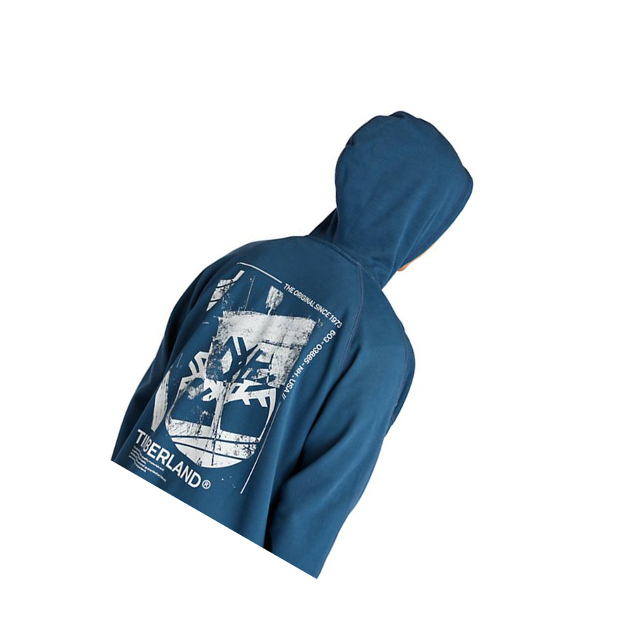 Sudadera Con Capucha Timberland Garment-Dyed Logo Hombre Azules | ES-UXBWQ72