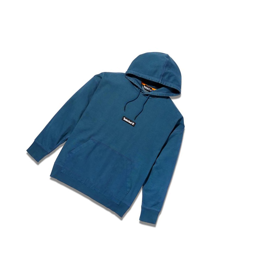 Sudadera Con Capucha Timberland Garment-Dyed Logo Hombre Azules | ES-UXBWQ72