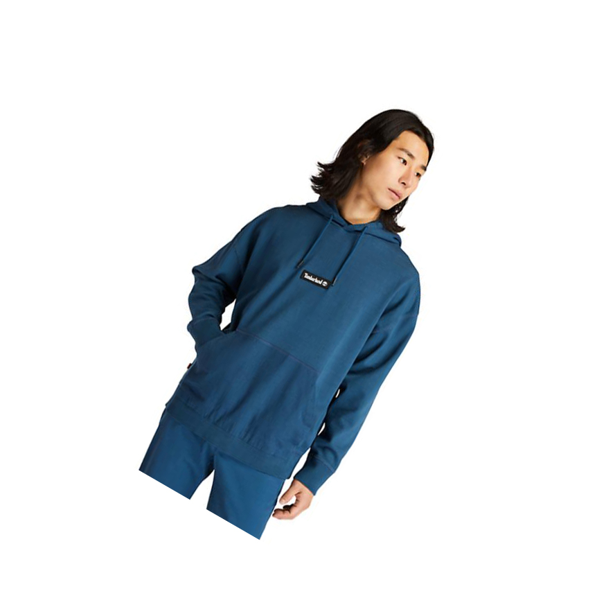 Sudadera Con Capucha Timberland Garment-Dyed Logo Hombre Azules | ES-UXBWQ72