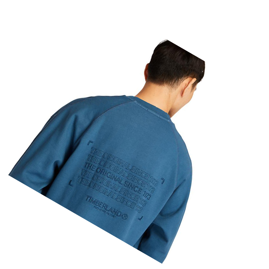 Sudaderas Timberland Garment-Dyed Graphic Hombre Azules | ES-NCGVQ36