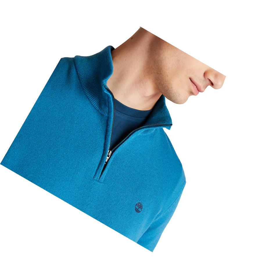 Suéteres Timberland Cohas Brook Zip-neck Hombre Azules | ES-EADTU94