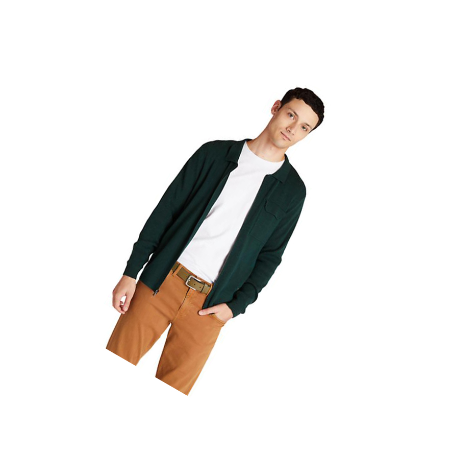 Suéteres Timberland Full-Zip Hombre Verde | ES-DPRIV68