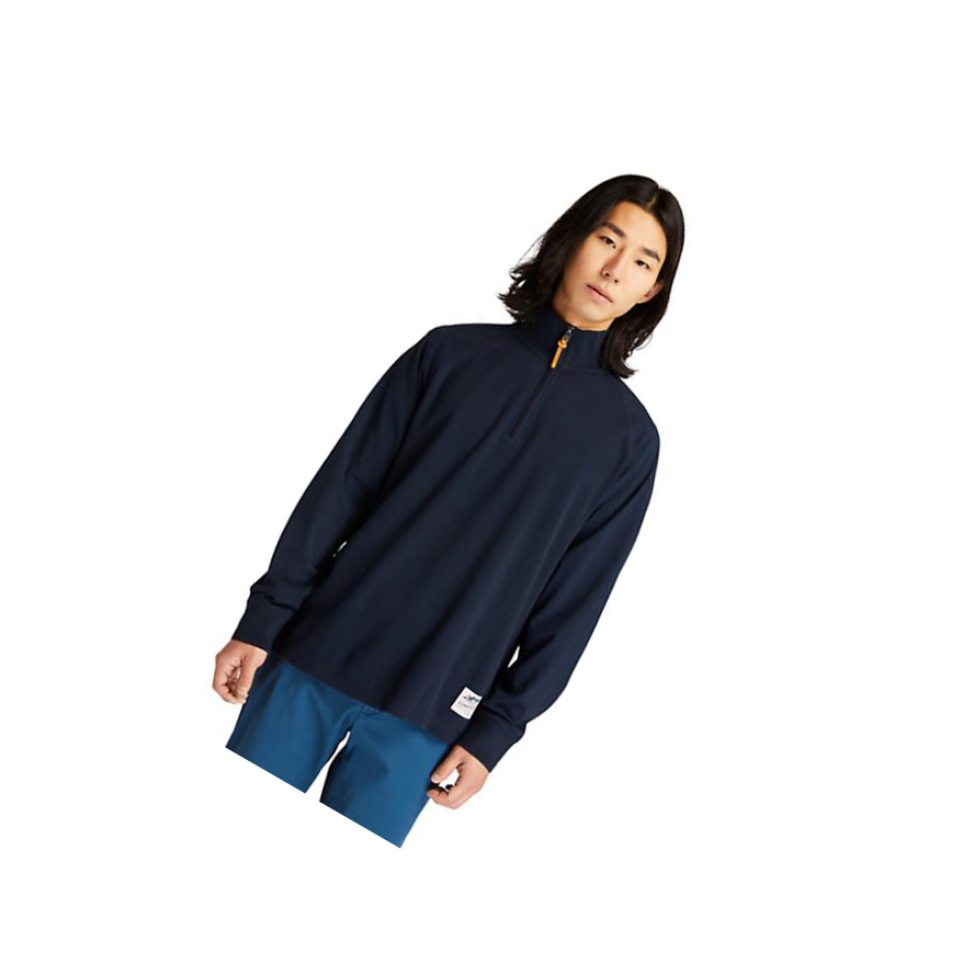 Suéteres Timberland Mixed-Media Polo Neck Jumper Hombre Azul Marino | ES-RZHXD96