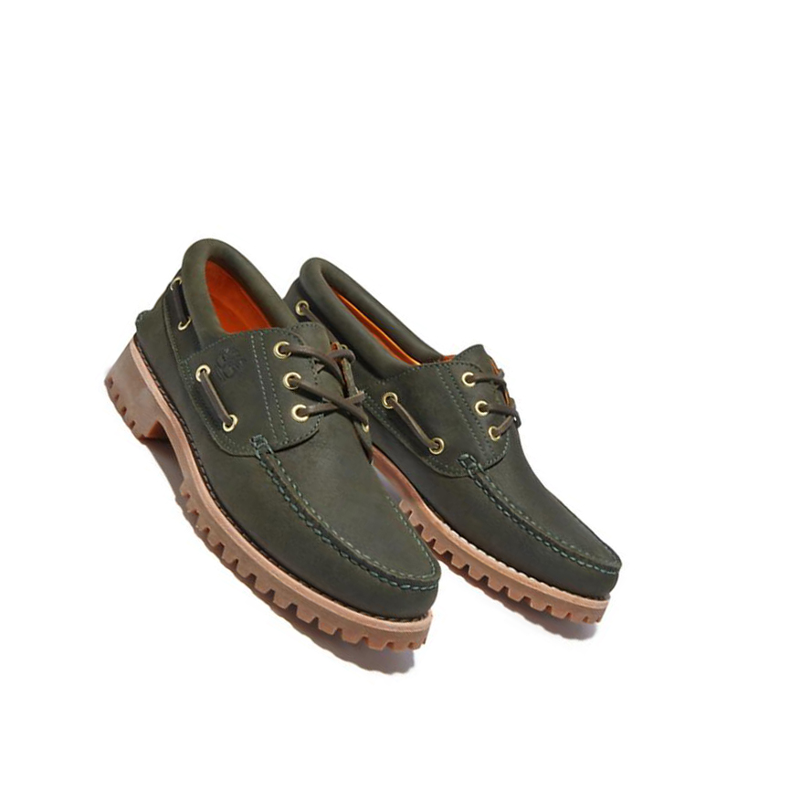 Zapatos del Barco Timberland Authentic 3-Eye Hombre Verde Oscuro | ES-EMGKF38