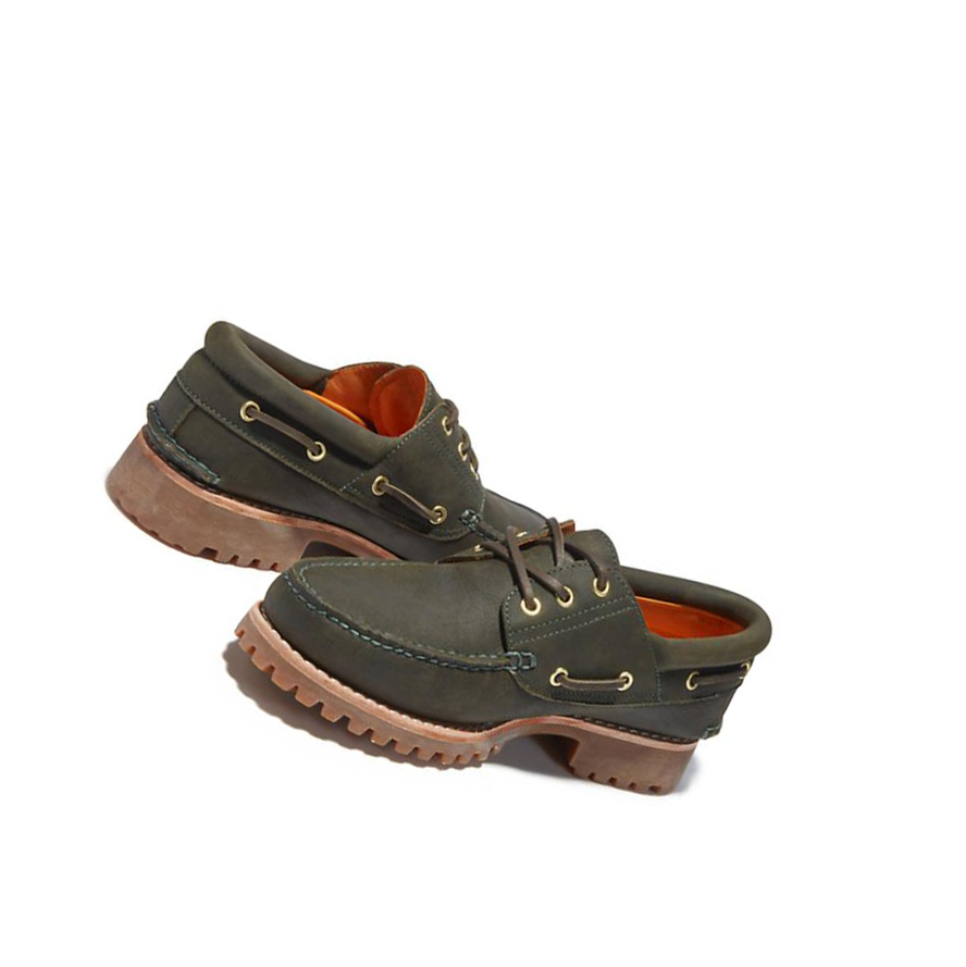 Zapatos del Barco Timberland Authentic 3-Eye Hombre Verde Oscuro | ES-EMGKF38