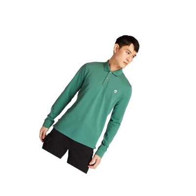 Camisa Polo Timberland Millers River LS Hombre Verde | ES-AKZDX39