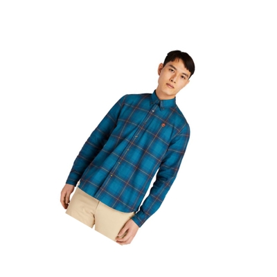 Camisas Timberland Back River Herringbone Hombre Azul Marino | ES-ZRPEQ67