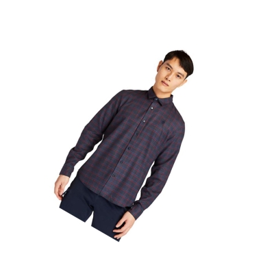 Camisas Timberland Flannel Checked Hombre Azul Marino | ES-MCVWI54