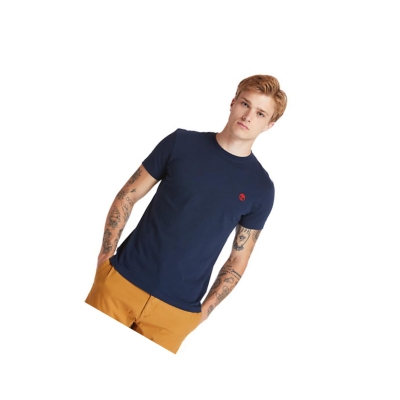 Camiseta Timberland Dunstan River Crew Tee Hombre Azules Oscuro | ES-AQHML68