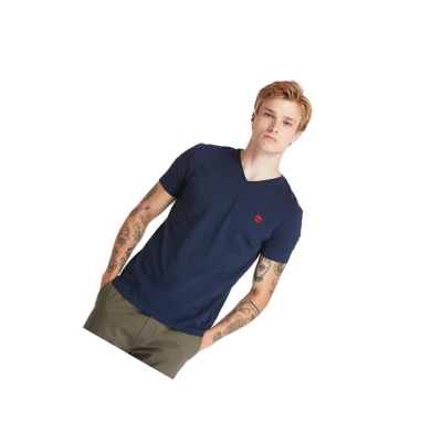 Camiseta Timberland Dunstan River V-Neck Hombre Azul Marino | ES-JXPYK07